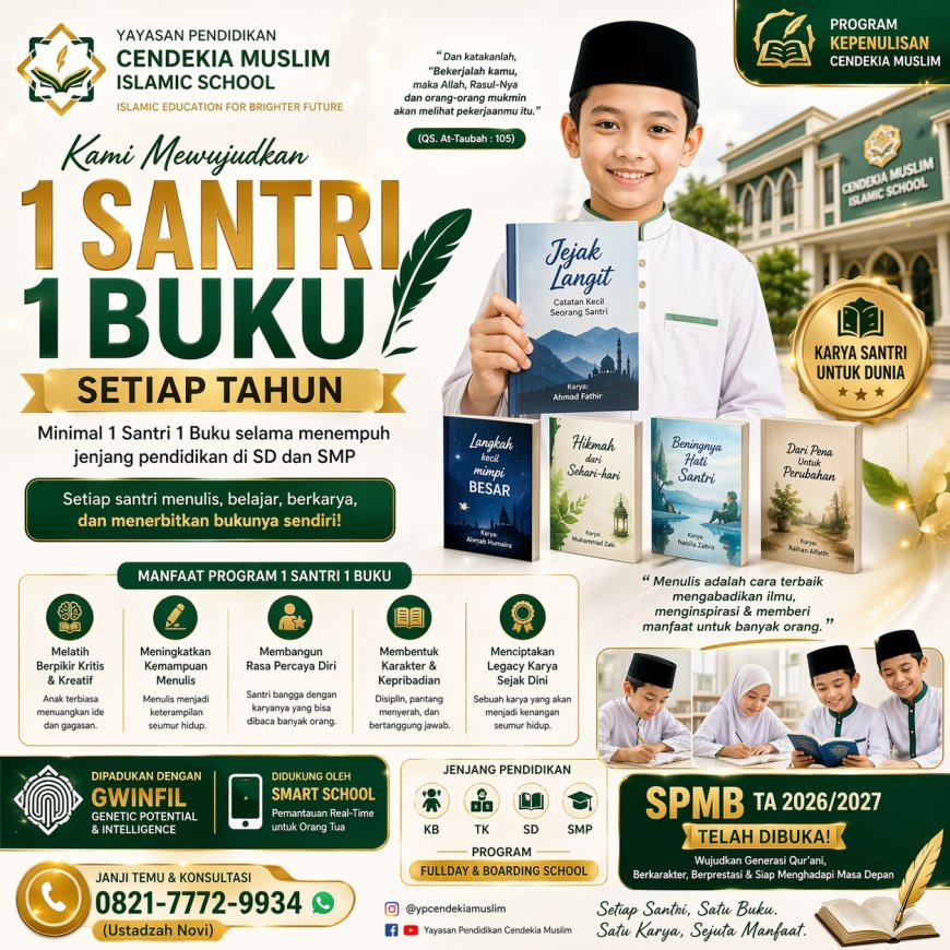 Satu Santri Satu Buku: Gerakan Literasi Santri Menuju Generasi Penulis di Yayasan Pendidikan Cendekia Muslim