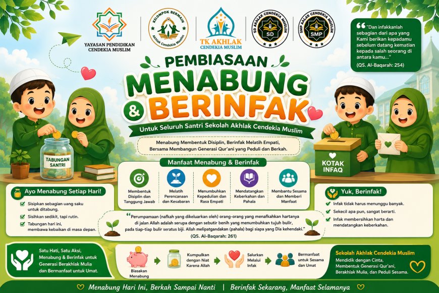 Tanamkan Karakter Peduli dan Gemar Menabung, Sekolah Akhlak Cendekia Muslim Laksanakan Pembiasaan Menabung dan Berinfak Setiap Hari Jumat