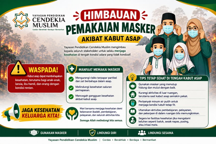 Yayasan Pendidikan Cendekia Muslim Imbau Warga Sekolah Gunakan Masker di Tengah Kabut Asap Sijunjung